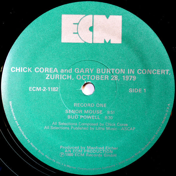 Chick Corea And Gary Burton* : In Concert, Zürich, October 28, 1979 (2xLP, Album)