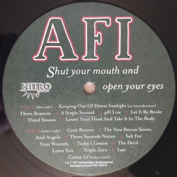 AFI : Shut Your Mouth And Open Your Eyes (LP, Album, RE)
