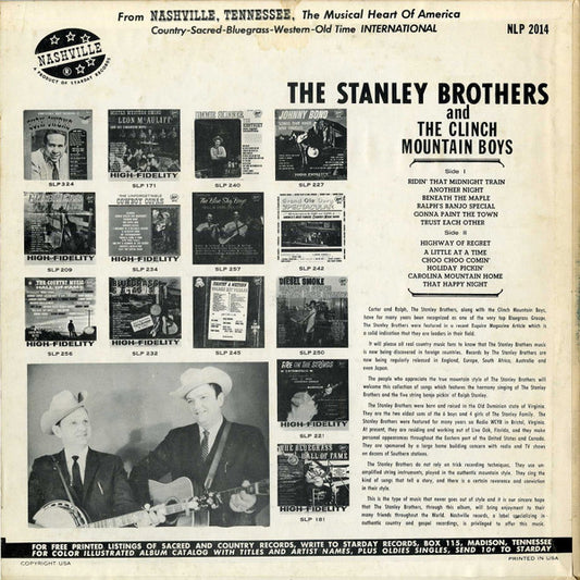 The Stanley Brothers And The Clinch Mountain Boys : Mountain Song Favorites (LP, Album, Mono, RE, Com)
