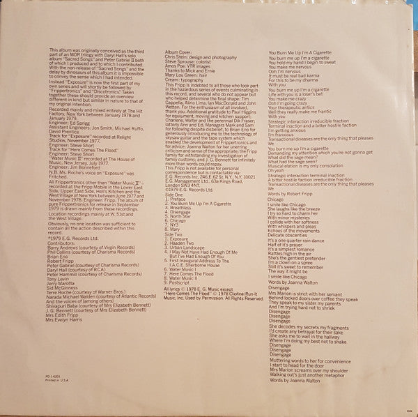 Robert Fripp : Exposure (LP, Album, PRC)