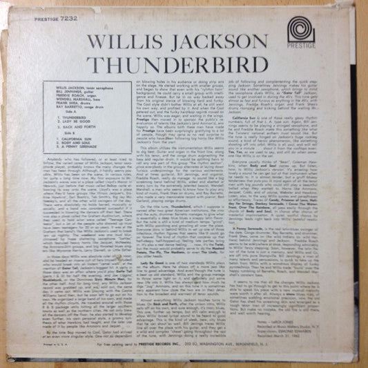 Willis Jackson : Thunderbird (LP, Album, Mono)