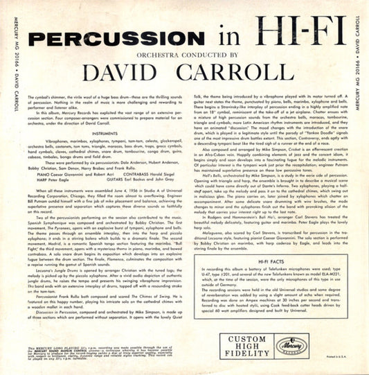 David Carroll : Percussion In Hi-Fi (LP, Album, Mono)