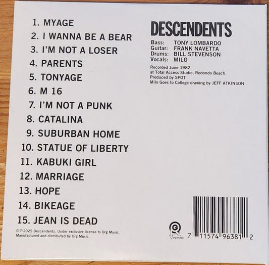Descendents : Milo Goes To College (CD, Album, RE, RM, Dig)