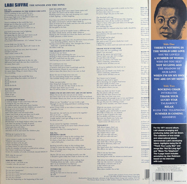 Labi Siffre : The Singer And The Song (LP, Album, RE)