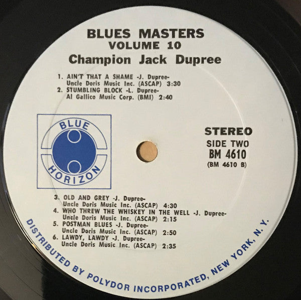 Champion Jack Dupree : Blues Masters (LP, Album, Ltd)