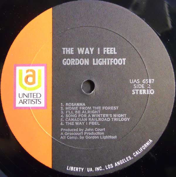 Gordon Lightfoot : The Way I Feel (LP, Album, RE)