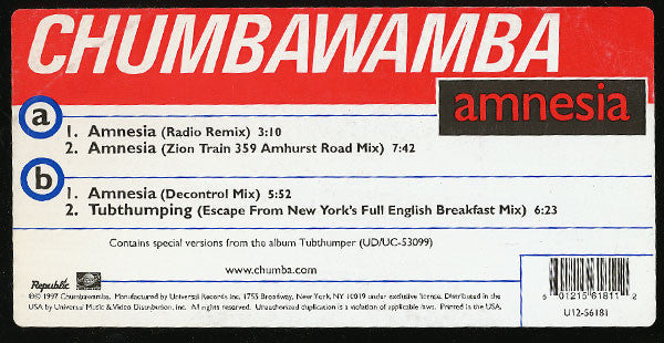 Chumbawamba : Amnesia (12", Maxi)