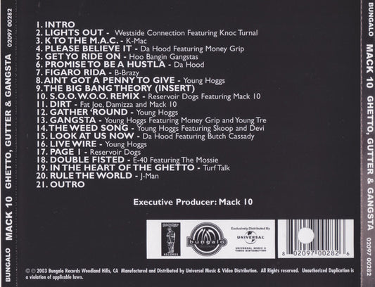 Mack 10 : Ghetto Gutter & Gangsta (CD, Comp)