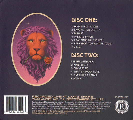 Jerry Garcia & Merl Saunders : GarciaLive Volume 22 • Lion's Share, San Anselmo, CA September 25, 1971 (2xCD)