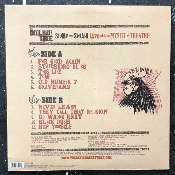 The Devil Makes Three : Stomp And Smash: Live At The Mystic Theatre (LP, Album, Red)