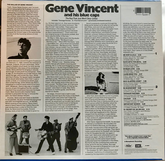 Gene Vincent And His Blue Caps* : The Bop That Just Won't Stop (1956) (LP, Comp, Mono, RE)