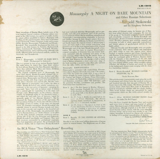 Moussorgsky*, Stokowski* : A Night On Bare Mountain (And Other Russian Selections) (LP, Album, Mono)
