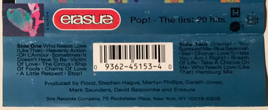 Erasure : Pop! - The First 20 Hits (Cass, Comp, SR,)