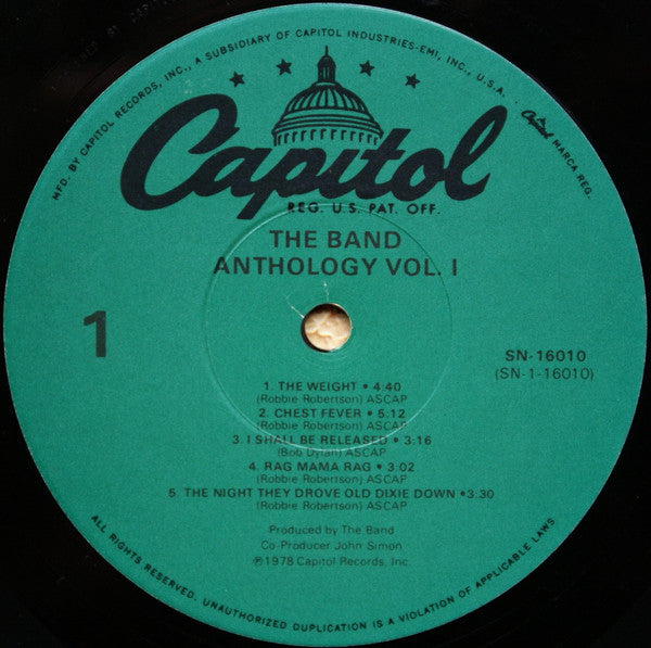 The Band : Anthology Volume I (LP, Comp, Jac)