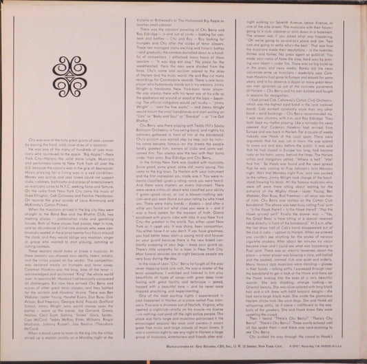 Chu Berry And His Stompy Stevedores, Teddy Wilson And His Orchestra, Cab Calloway And His Orchestra : "Chu" (LP, Comp, Rec)