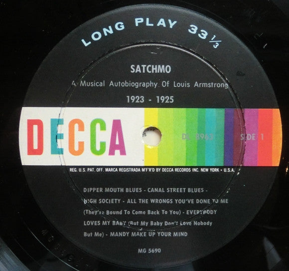 Satchmo (2) : Satchmo (A Musical Autobiography Of Louis Armstrong 1923-1925) (LP, Comp, Mono)