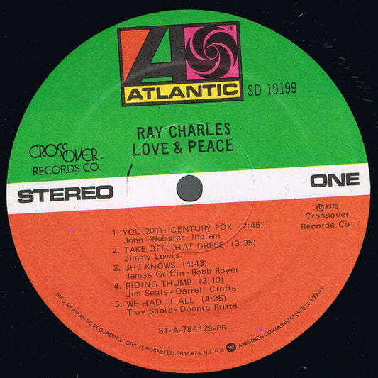 Ray Charles : Love & Peace (LP, Album, PR)