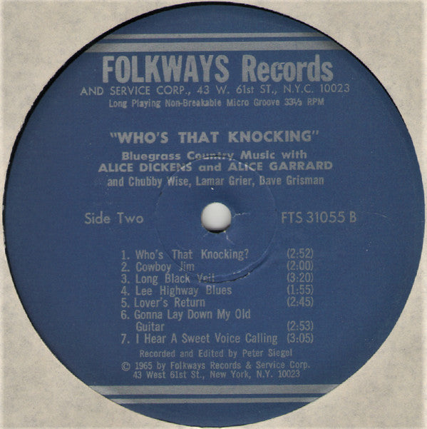 Hazel Dickens & Alice Gerrard* : Who's That Knocking? (Bluegrass Country Music) (LP, Album, RE)