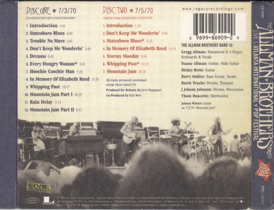 The Allman Brothers Band : Live At The Atlanta International Pop Festival July 3 & 5, 1970 (2xCD, Album)