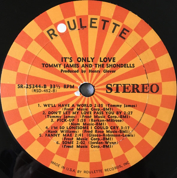 Tommy James & The Shondells : It's Only Love (LP, Album)