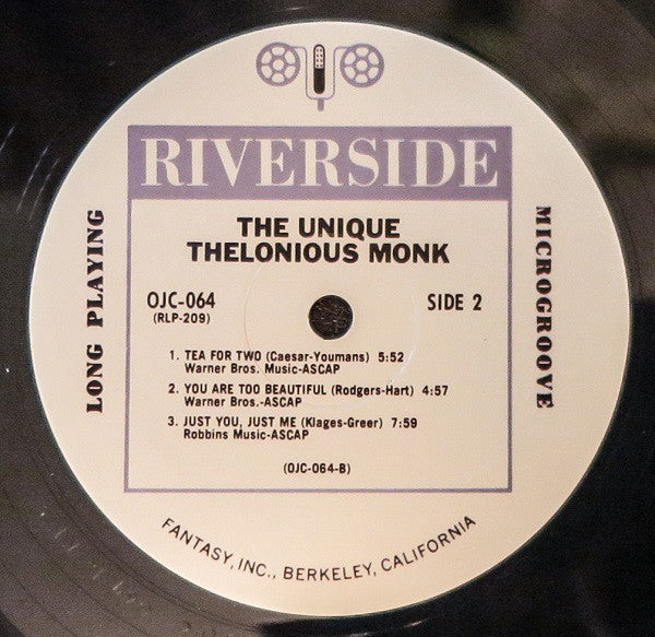 Thelonious Monk : The Unique Thelonious Monk (LP, Album, RE)