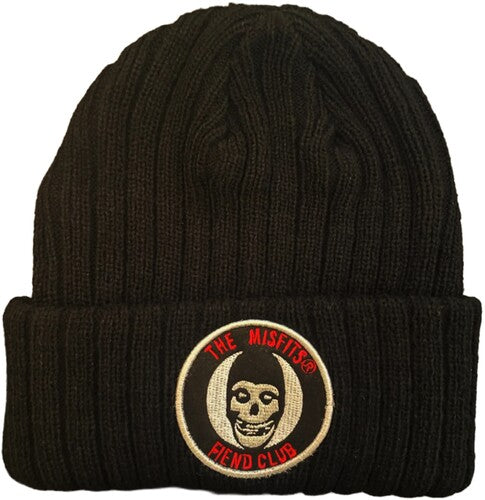 Misfits - Fiend Club Embroidered Patch - Acrylic Knit Hat - Black