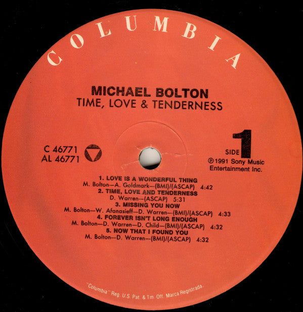 Michael Bolton : Time, Love & Tenderness (LP, Album, Car)