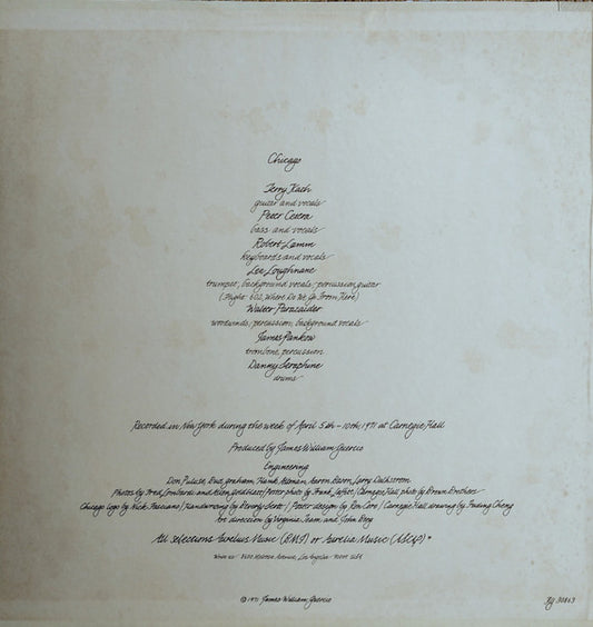 Chicago (2) : Chicago At Carnegie Hall - Volumes I And II (2xLP, Album, Pit)
