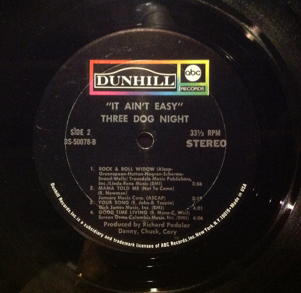 Three Dog Night : It Ain't Easy (LP, Album, RP, Mon)