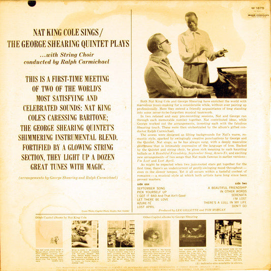Nat King Cole / George Shearing : Nat King Cole Sings / George Shearing Plays (LP, Album, Mono)