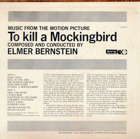 Elmer Bernstein : Music From The Motion Picture To Kill A Mockingbird (LP)