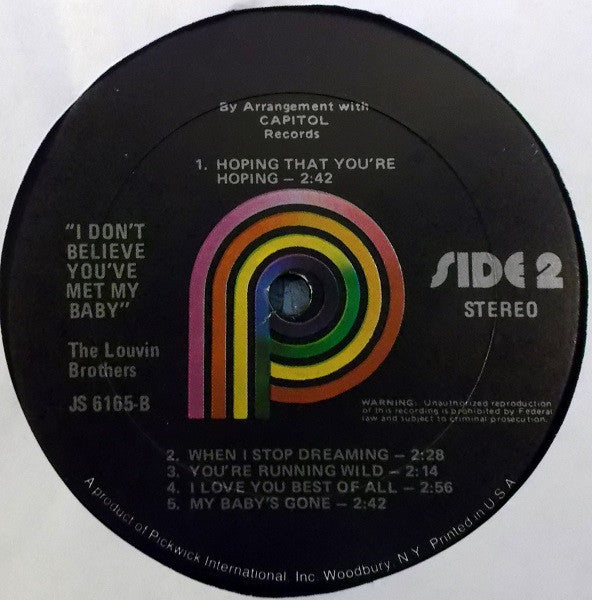The Louvin Brothers : I Don't Believe You've Met My Baby (LP, Comp, RE)