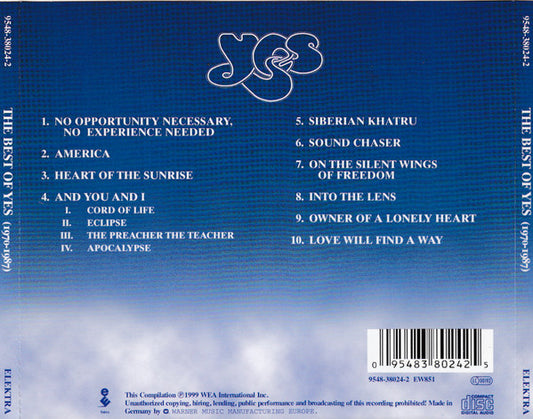 Yes : The Best Of Yes 1970-1987 (CD, Comp)