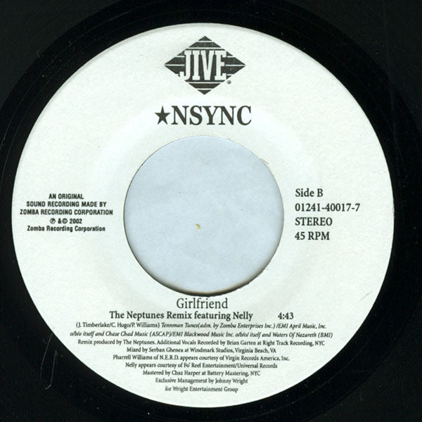 *NSYNC Feat. Nelly : Girlfriend (The Neptunes Remix) (7")