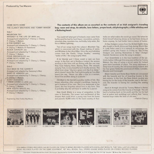 The Clancy Brothers & Tommy Makem : Home Boys Home (LP, Album)