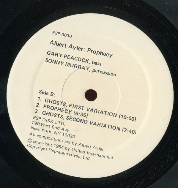 Albert Ayler : Prophecy (LP, Album)