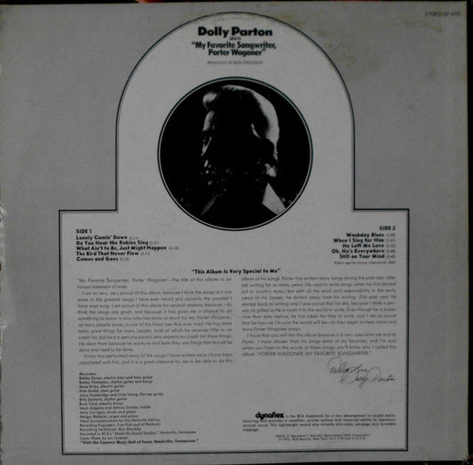 Dolly Parton : Dolly Parton Sings "My Favorite Songwriter, Porter Wagoner" (LP, Album, Roc)