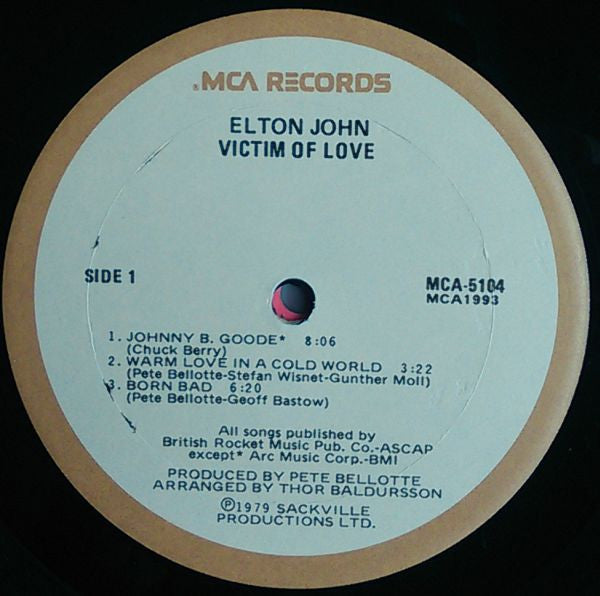 Elton John : Victim Of Love (LP, Album, Bla)