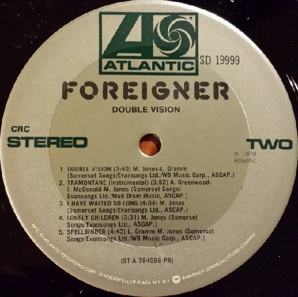Foreigner : Double Vision (LP, Album, Club, PR )