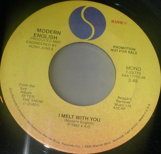 Modern English : I Melt With You (7", Promo)