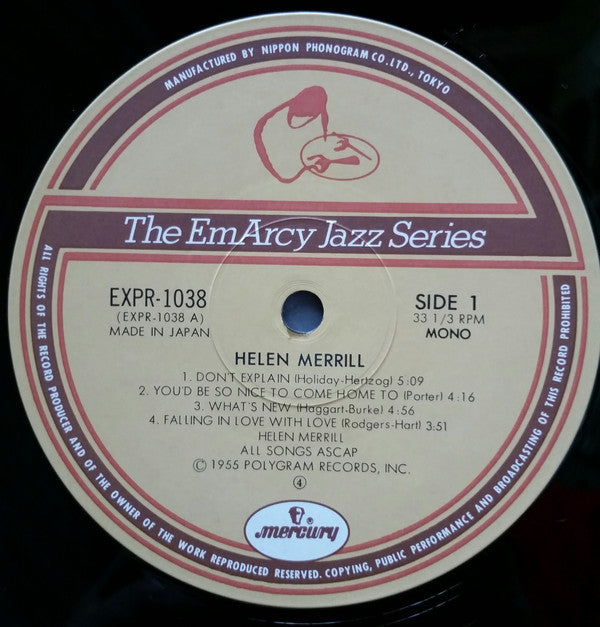 Helen Merrill : Helen Merrill (LP, Album, Mono, RE)
