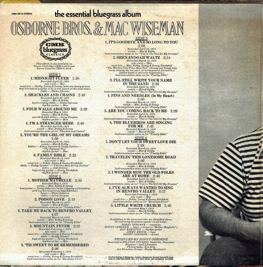 Osborne Bros.* & Mac Wiseman : The Essential Bluegrass Album (2xLP, Album, Comp)