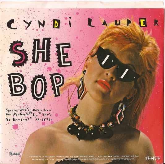 Cyndi Lauper : She Bop (7", Single, Styrene, Pit)