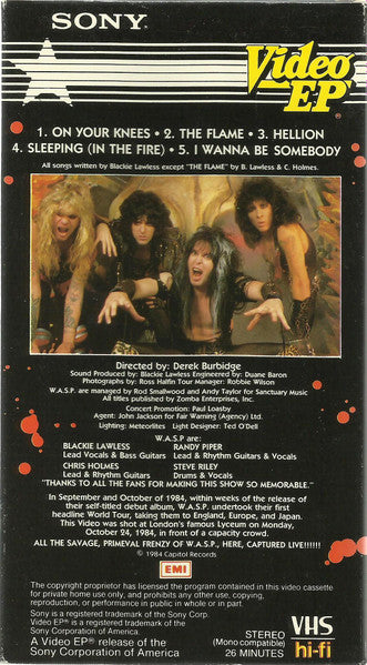 W.A.S.P. : Live At The Lyceum, London (VHS, NTSC)