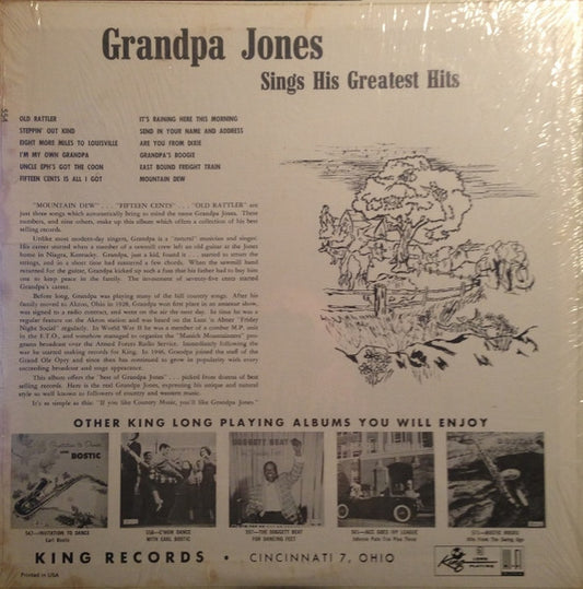 Grandpa Jones : Grandpa Jones Sings His Greatest Hits (LP, Comp)