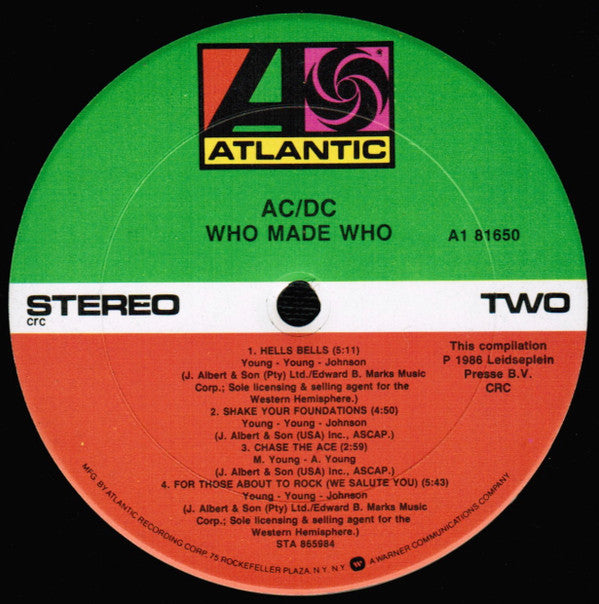 AC/DC : Who Made Who (LP, Album, Comp, Club, CRC)