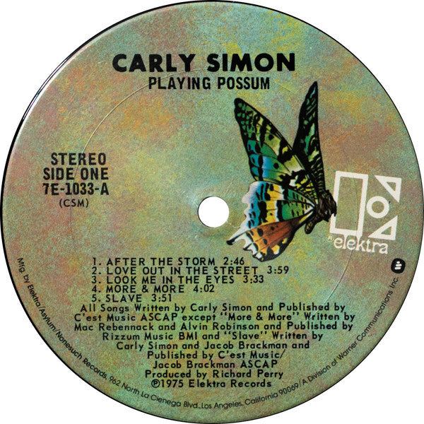 Carly Simon : Playing Possum (LP, Album, CSM)