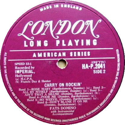 Fats Domino : Carry On Rockin' (LP, Album, Mono)