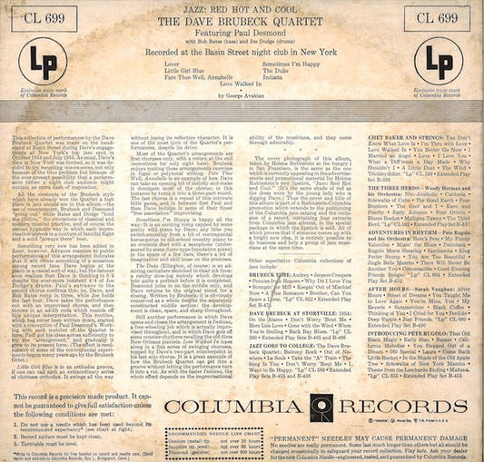The Dave Brubeck Quartet : Jazz: Red Hot And Cool (LP, Album, Hol)