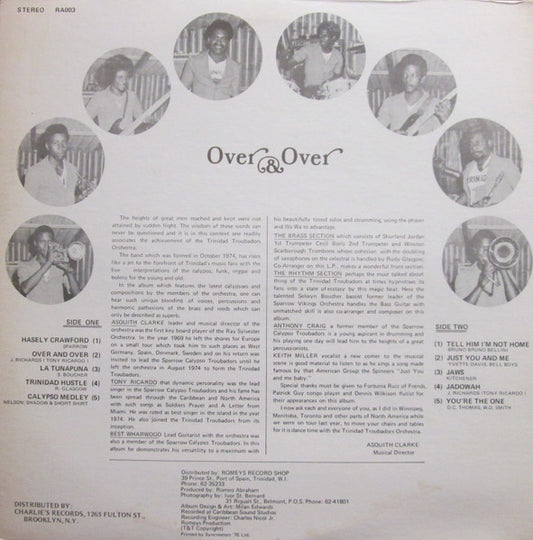 Trinidad Troubadors* With Tony Ricardo : Over & Over (LP)